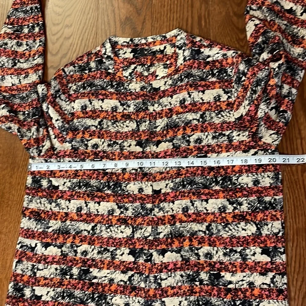 MADEWELL Broadway Broome floral striped 100% SILK 1/2 way button front blouse L